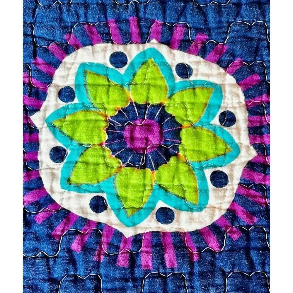 Virah Bella Suri Printed Reversible Quilt Suri Blue King Size Quilt